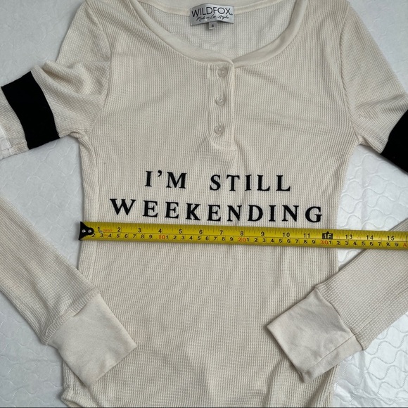 Wildfox I’m Still Weekending off white waffle knit graphic print bodysuit - Picture 5 of 8